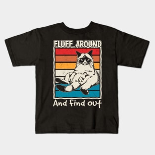 Funny Fluff Around And Find Out Cute Cat Kids T-Shirt